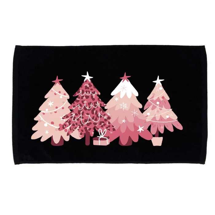 Pink Christmas Tree Holiday Microfiber Hand Towel