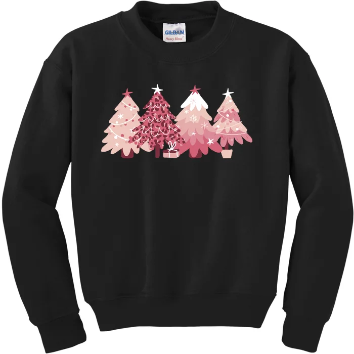 Pink Christmas Tree Holiday Kids Sweatshirt