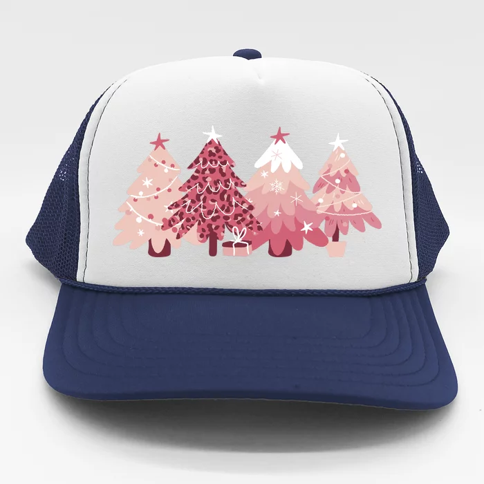 Pink Christmas Tree Holiday Trucker Hat