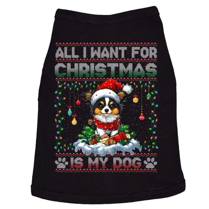 Papillon Christmas Tree Lights Decorations Dog Lover Xmas Long Sleeve Doggie Tank