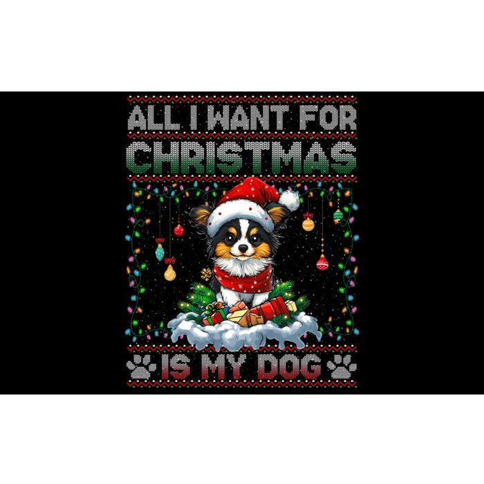 Papillon Christmas Tree Lights Decorations Dog Lover Xmas Long Sleeve Bumper Sticker