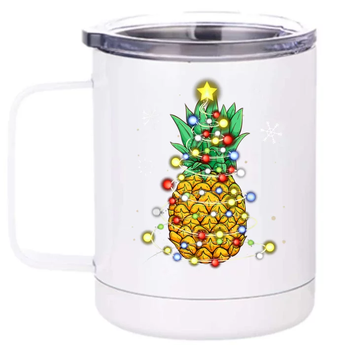 Pineapple Christmas Tree Funny Holiday Season Front & Back 12oz Stainless Steel Tumbler Cup