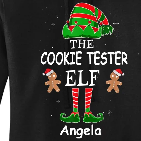 Personalized Cookie Tester Elf Family Matching Charismas Custom Name Women's Pullover Hoodie