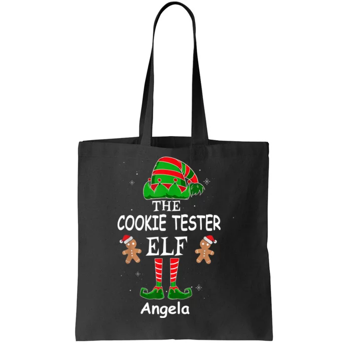 Personalized Cookie Tester Elf Family Matching Charismas Custom Name Tote Bag