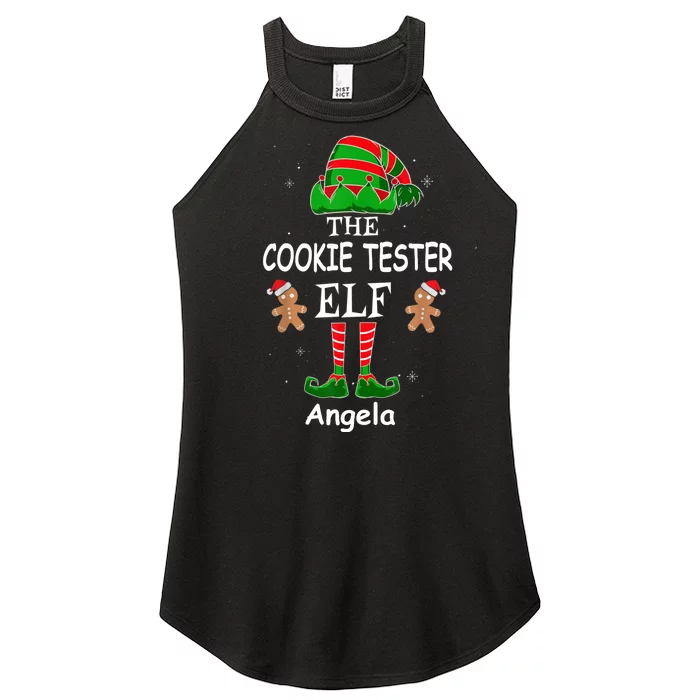 Personalized Cookie Tester Elf Family Matching Charismas Custom Name Women’s Perfect Tri Rocker Tank