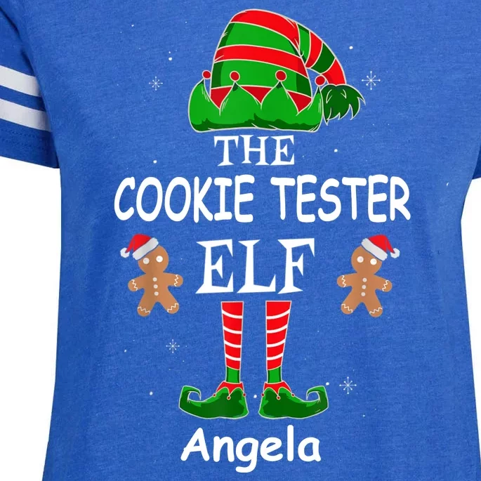 Personalized Cookie Tester Elf Family Matching Charismas Custom Name Enza Ladies Jersey Football T-Shirt