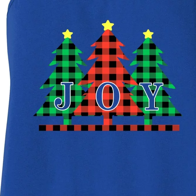 Plaid Christmas Trees Joy To The World Meaningful Gift Women's Racerback Tank