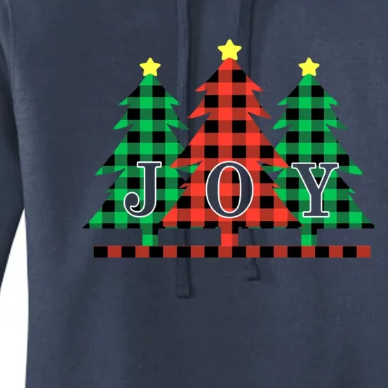 Plaid Christmas Trees Joy To The World Meaningful Gift Women's Pullover Hoodie