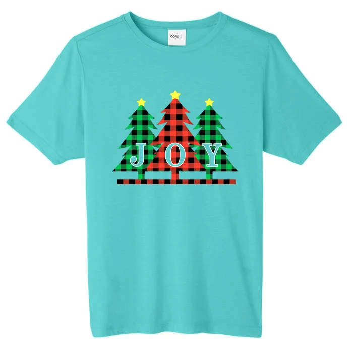 Plaid Christmas Trees Joy To The World Meaningful Gift ChromaSoft Performance T-Shirt