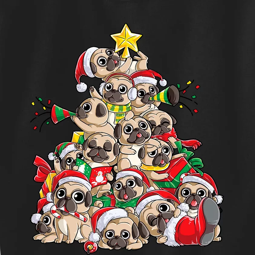 Pug Christmas Tree Dog Santa Xmas Merry Dogmas Kids Sweatshirt