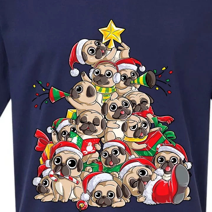 Pug Christmas Tree Dog Santa Xmas Merry Dogmas Sueded Cloud Jersey T-Shirt