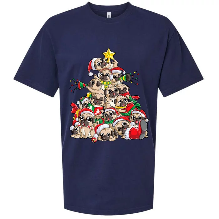 Pug Christmas Tree Dog Santa Xmas Merry Dogmas Sueded Cloud Jersey T-Shirt