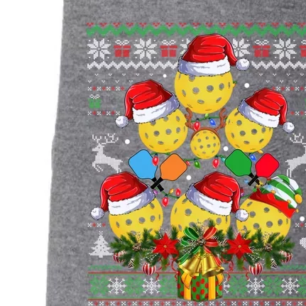 Pickleball Christmas Tree Ugly Sweater Santa Paddle Ball Gift Doggie 3-End Fleece Hoodie