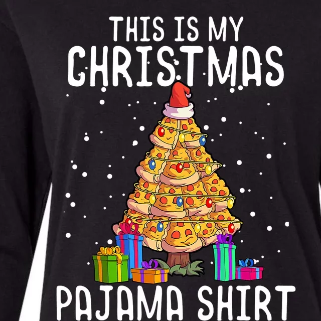 Pizza Christmas Tree Shirt Pizza Lover Gift Xmas Womens Cotton Relaxed Long Sleeve T-Shirt