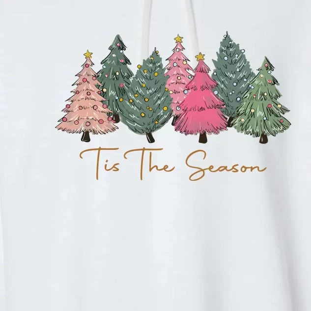 Pink Christmas Tree Christmas Garment-Dyed Fleece Hoodie