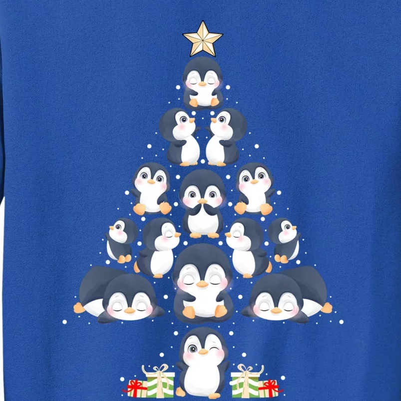 Penguin Christmas Tree Lights Santa Hat Penguin Lover Xmas Gift Sweatshirt