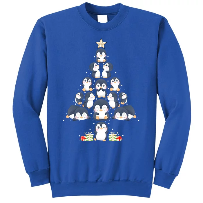 Penguin Christmas Tree Lights Santa Hat Penguin Lover Xmas Gift Sweatshirt