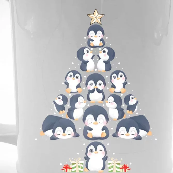 Penguin Christmas Tree Lights Santa Hat Penguin Lover Xmas Gift Front & Back Beer Stein