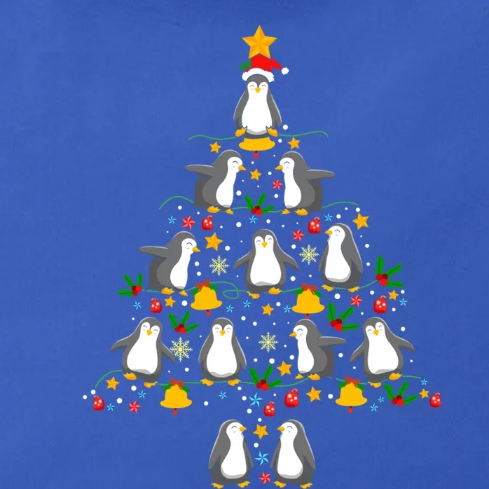 Penguin Christmas Tree Funny Gift Funny Penguin Christmas Lights Gift Zip Tote Bag