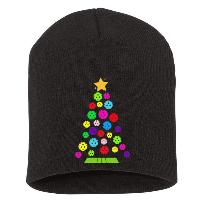 Pickleball Christmas Tree Short Acrylic Beanie