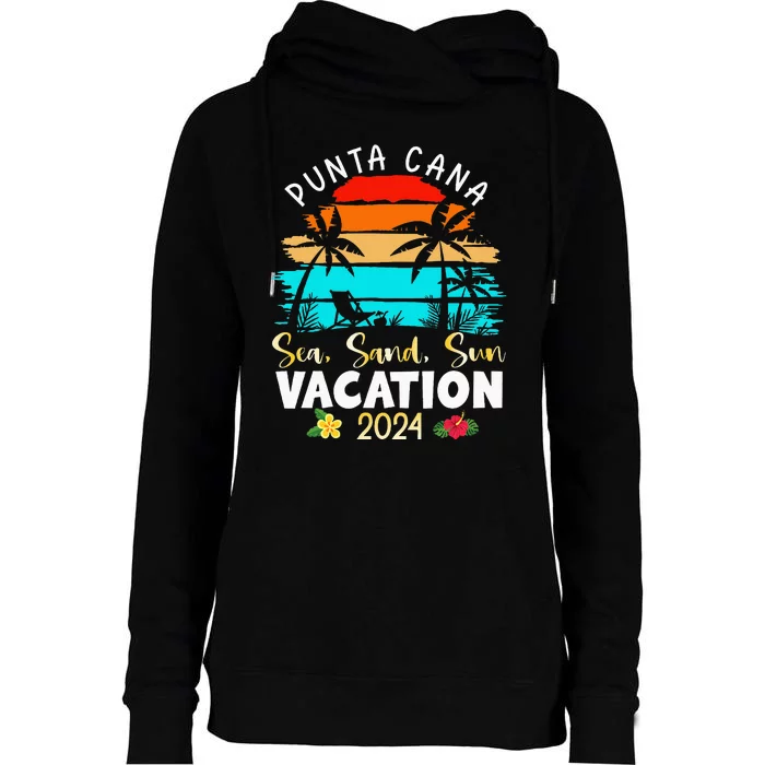 Punta Cana Trip 2024 Beach Vacation Summer Holliday Match Womens Funnel Neck Pullover Hood