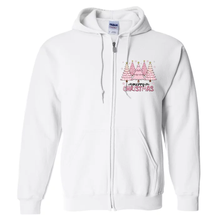 Pink Christmas Tree Christmas Xmas Gift Full Zip Hoodie