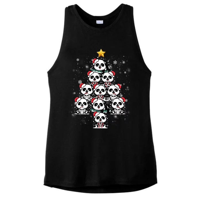 Panda Christmas Tree Panda Lovers Panda Christmas Gift Ladies Tri-Blend Wicking Tank