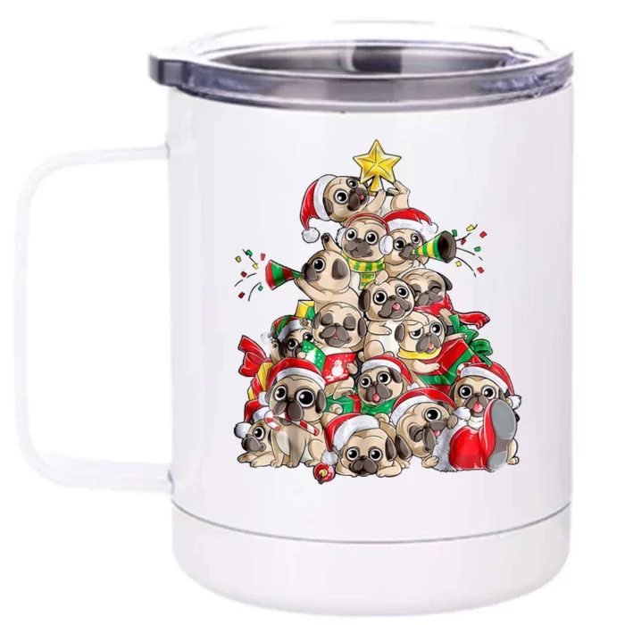 Pugmas Christmas Tree Front & Back 12oz Stainless Steel Tumbler Cup