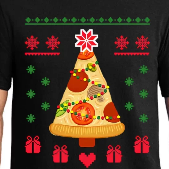 Pizza Christmas Tree Poinsettia Pajama Set