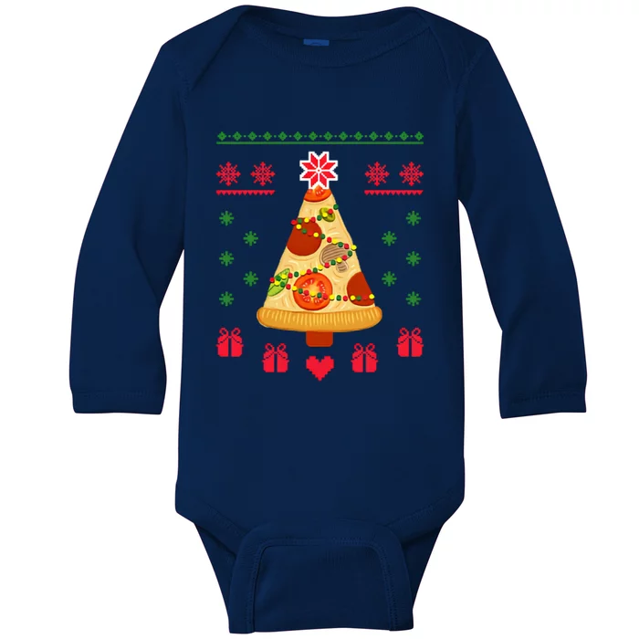 Pizza Christmas Tree Poinsettia Baby Long Sleeve Bodysuit