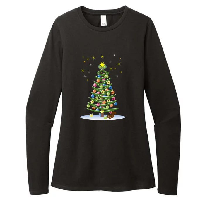 Pickleball Christmas Tree | Pickleball Holiday Gift | Christmas Tree | Holiday Womens CVC Long Sleeve Shirt