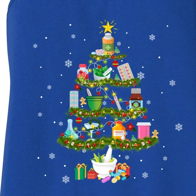 Pharmacy Christmas Tree Medication Pharmacist Fun Gift Idea Gift Women's Racerback Tank