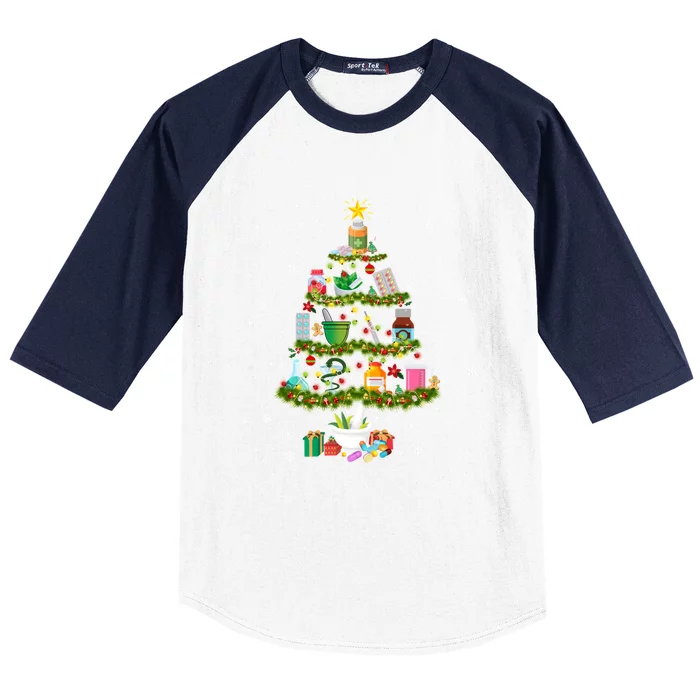 Pharmacy Christmas Tree Medication Pharmacist Fun Gift Idea Gift Baseball Sleeve Shirt