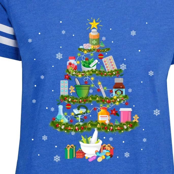 Pharmacy Christmas Tree Medication Pharmacist Fun Gift Idea Gift Enza Ladies Jersey Football T-Shirt