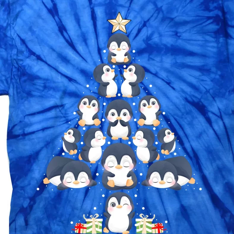 Penguin Christmas Tree Lights Santa Hat Penguin Lover Xmas Gift Tie-Dye T-Shirt