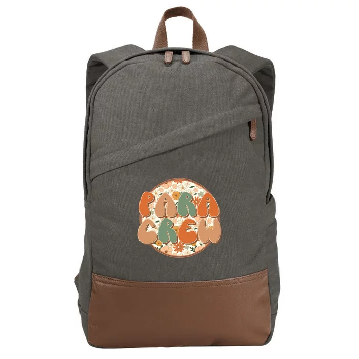 Para Crew Teacher Appreciation Wildflowers Retro Groovy 70S Great Gift Cotton Canvas Backpack