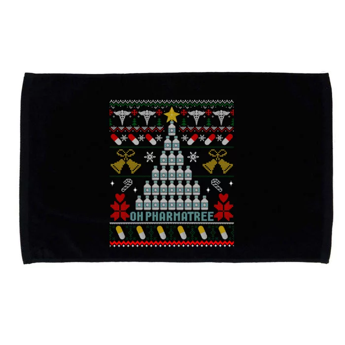 Pharmacy Christmas Tree Medication Pharmacist Fun Gift Ugly Gift Microfiber Hand Towel