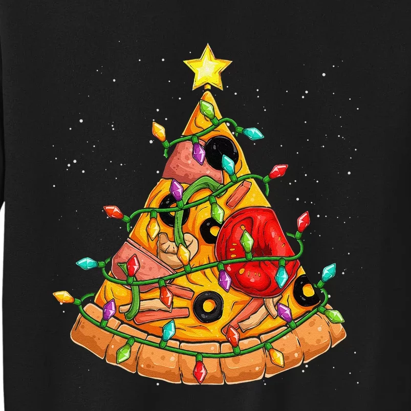 Pizza Christmas Tree Lights Xmas Crustmas Pepperoni Tall Sweatshirt