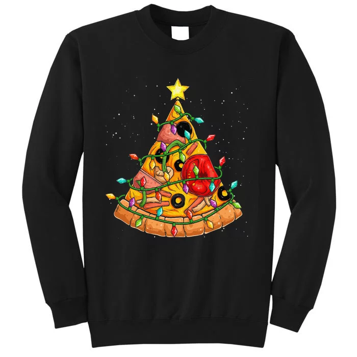 Pizza Christmas Tree Lights Xmas Crustmas Pepperoni Tall Sweatshirt