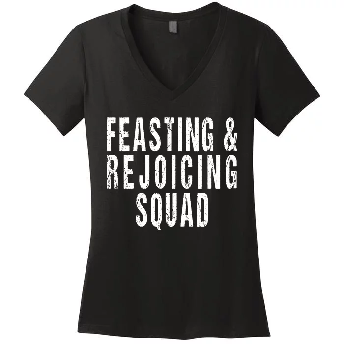 Purim Costume Tsh4 Feasting Rejoicing Squad Women's V-Neck T-Shirt