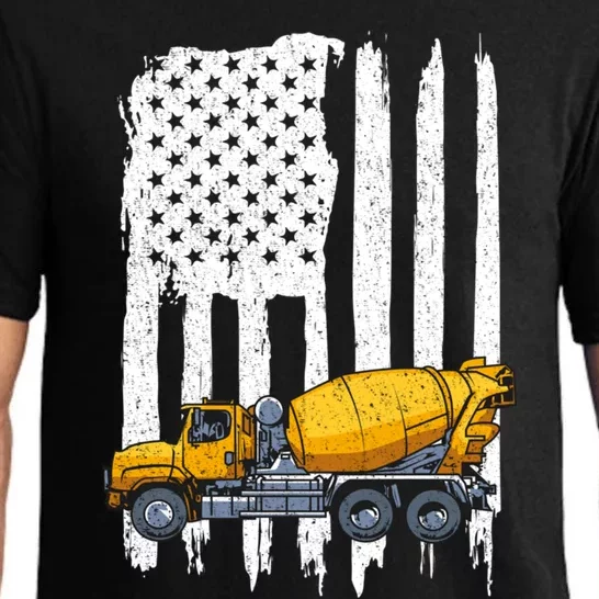 Patriotic Cet Truck Driver Concrete Mixer American Flag Gift Pajama Set