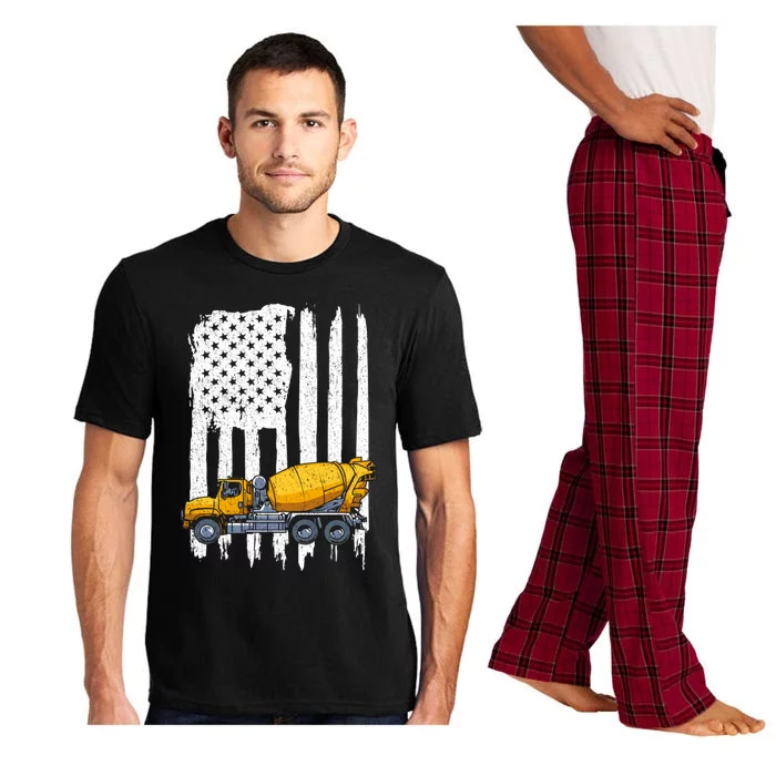 Patriotic Cet Truck Driver Concrete Mixer American Flag Gift Pajama Set