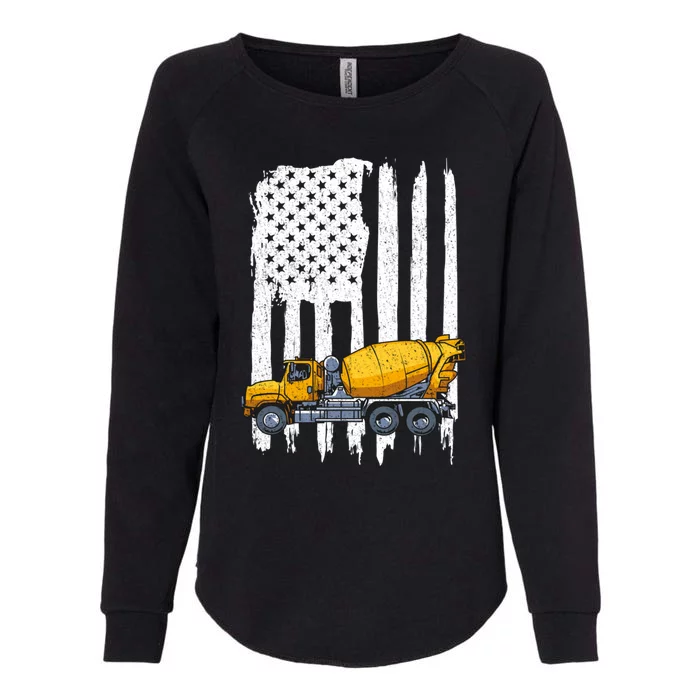 Patriotic Cet Truck Driver Concrete Mixer American Flag Gift Womens California Wash Sweatshirt