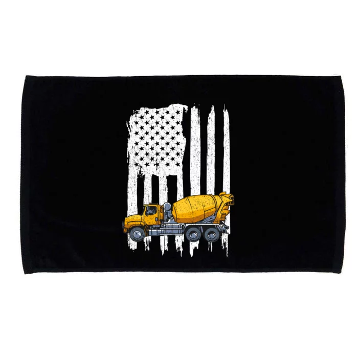 Patriotic Cet Truck Driver Concrete Mixer American Flag Gift Microfiber Hand Towel