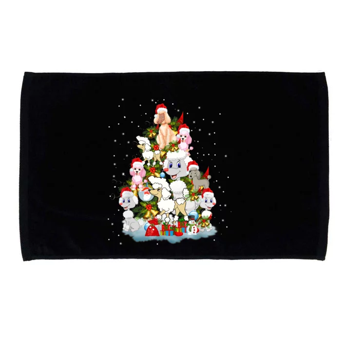 Poodle Christmas Tree Santa Hat Decorations Funny Xmas Gifts Microfiber Hand Towel