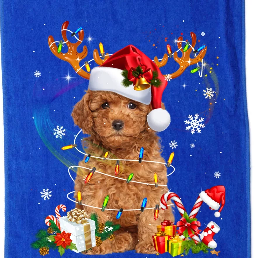 Poodle Christmas Tree Funny Lights Santa Hat Dog Lover Xmas Gift Platinum Collection Golf Towel