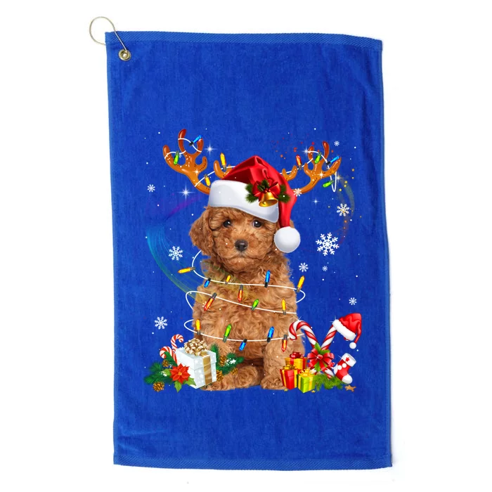 Poodle Christmas Tree Funny Lights Santa Hat Dog Lover Xmas Gift Platinum Collection Golf Towel