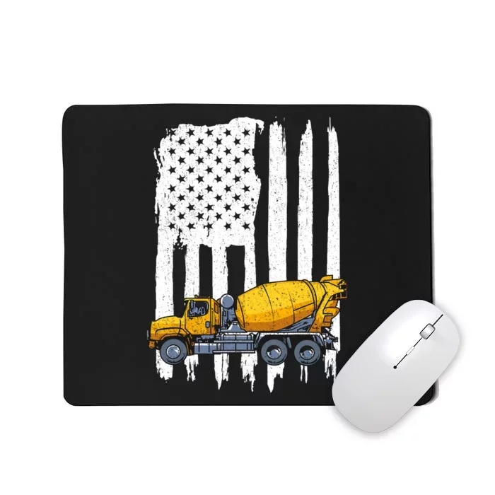 Patriotic Cement Truck Driver Concrete Mixer American Flag Mousepad