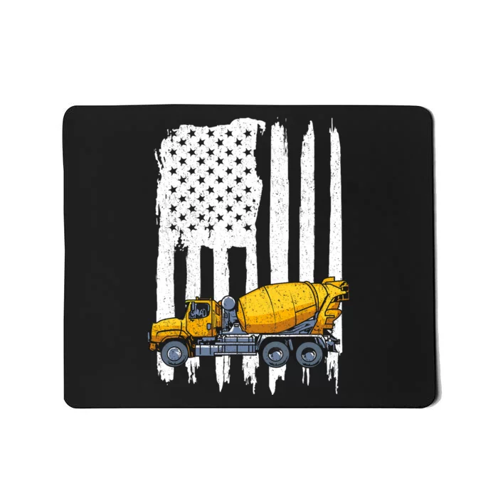 Patriotic Cement Truck Driver Concrete Mixer American Flag Mousepad