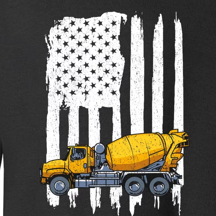 Patriotic Cement Truck Driver Concrete Mixer American Flag Toddler Sweatshirt